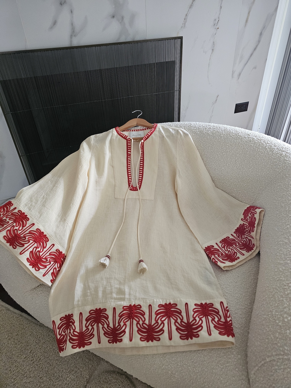 Johanna Ortiz Ocean Clan Mini Tunic Dress Palm Embroidery Size US 8